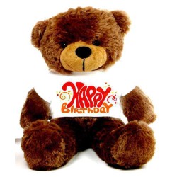 Brown 2 feet Big Teddy Bear wearing a Happy Birthday T-shirt